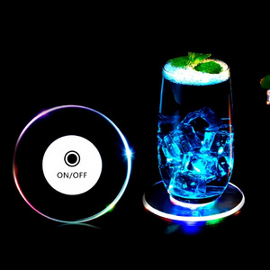 Bar ware Acrylic Waterproof Bottle Cup Mat LED Car Cup Holder Intelligent Luminous Water Drink Light Car Led Cup Coaster