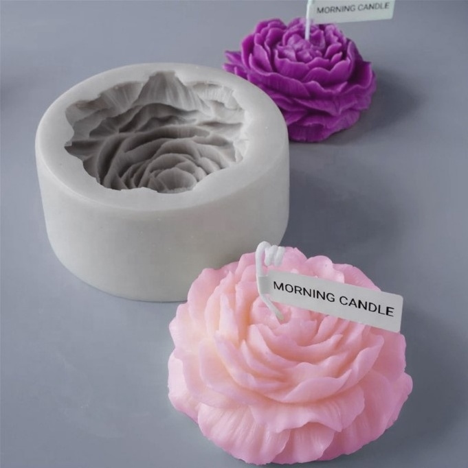 Aromatherapy Candle Mold DIY Peony Resin Silicone Molds 3D Gypsum Flower Scented  Candle Flower  For Decorative