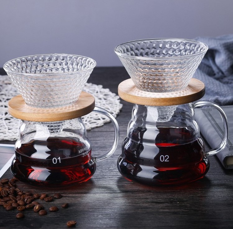 Glass Coffee Pot Cloud Coffee Server Pour Over Set Coffee Filter Kettle Portable Heat Resistant Teapot