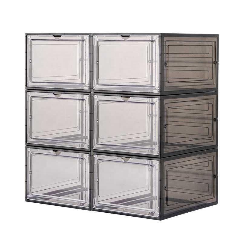 Hot Sales Simple Folding Dustproof Transparent AJ Sport Shoe Box Stackable Plastic Shoe Storage Boxes