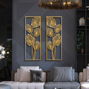 Hanging leaf wall art Modern Luxury 3D Gold Wall Decor for Living Room