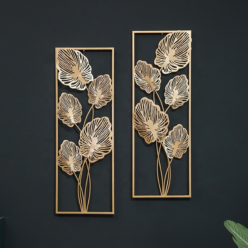 Hanging leaf wall art Modern Luxury 3D Gold Wall Decor for Living Room