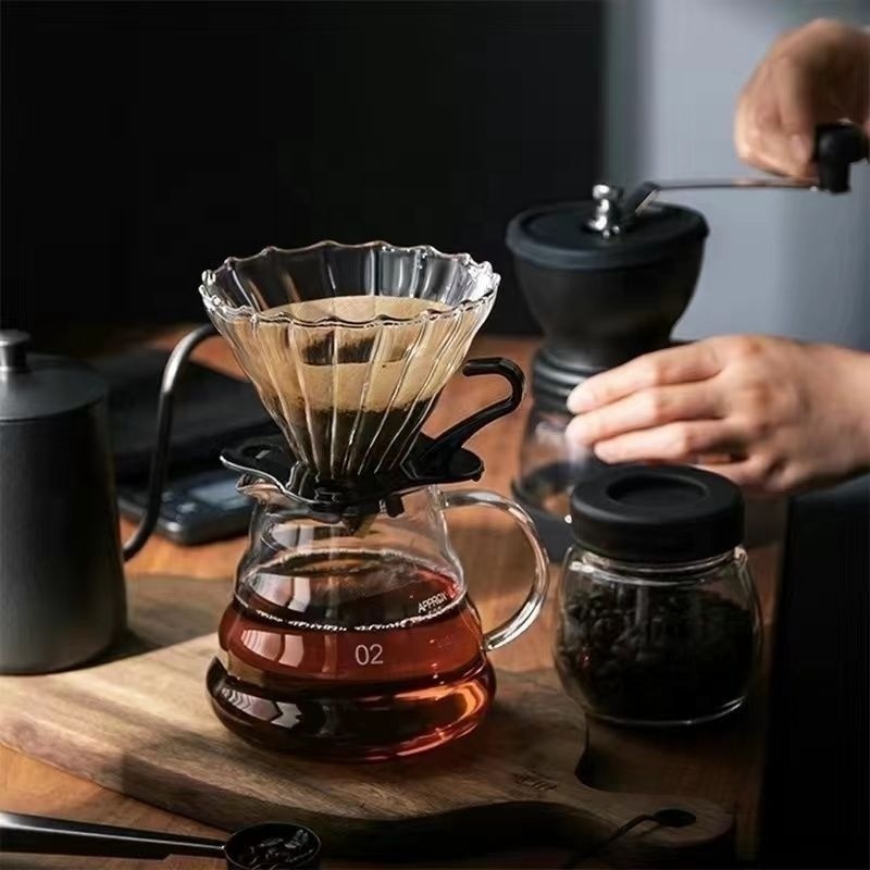 Glass Coffee Pot Cloud Coffee Server Pour Over Set Coffee Filter Kettle Portable Heat Resistant Teapot