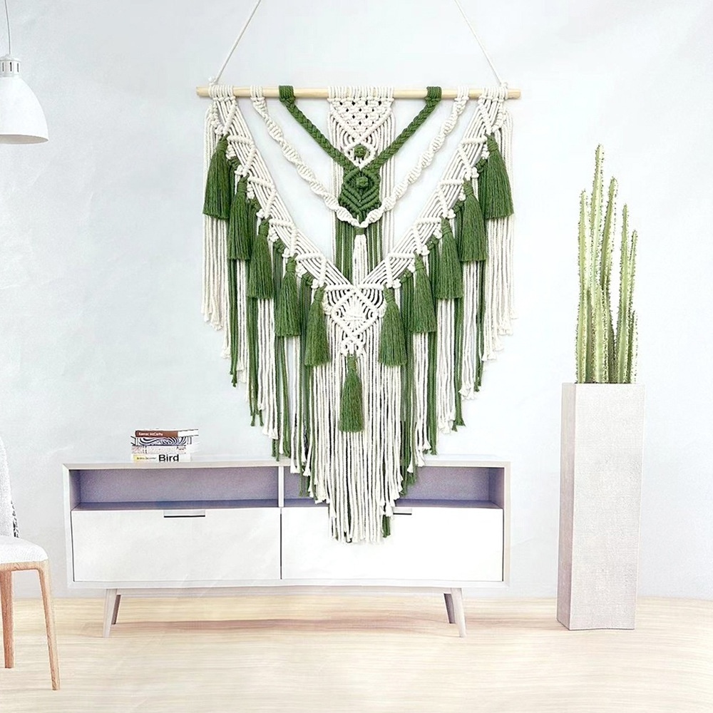 Handmade Macrame Boho Wall Hanging Decor Woven Tapestry for Home Apartment Bedroom Dorm Room Wall Decor