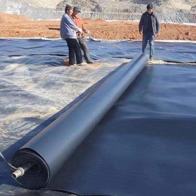 HDPE plastic geomembrane, 1.5mm 2mm thick, black/blue, for fish dams, tanks and pond liners