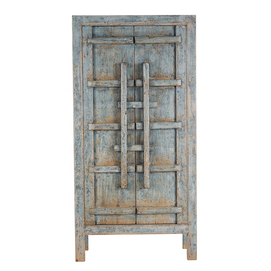 chinese style two doors antique recycle wood shabby chic closet armoire wardrobes