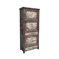 Chinese Rustic Antique Style Wooden Hand Painted Bedroom Furniture Old Door Style Wardrobe