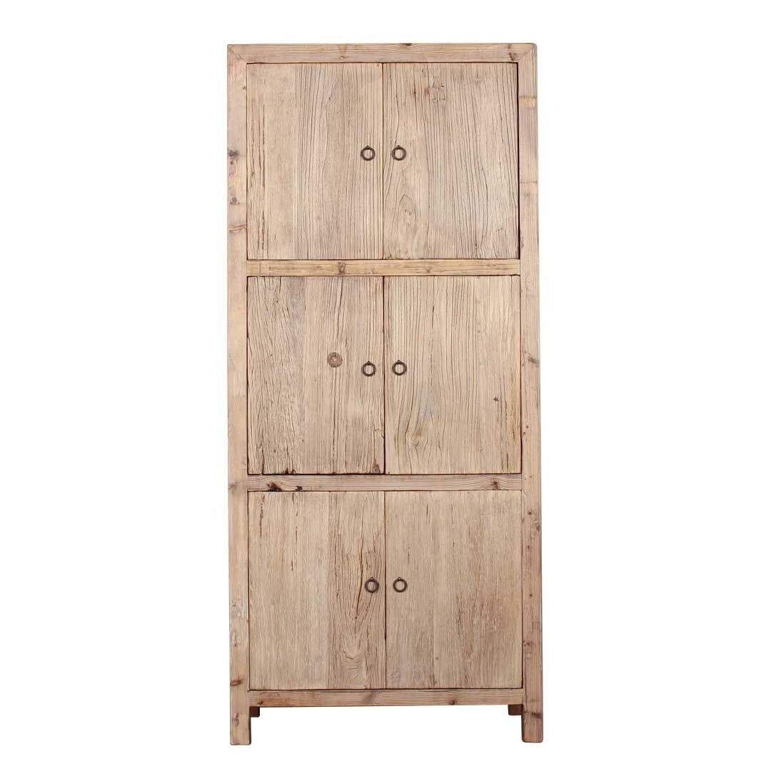 Antique recycled elm wood six door rustic style chinese wardrobes