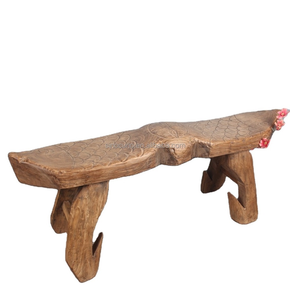 Chinese antique rustic natural reclaimed solid wood outdoor garden stool