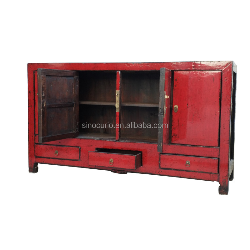 Chinese antique wooden chest furniture wooden high glossy bedroom cupboard