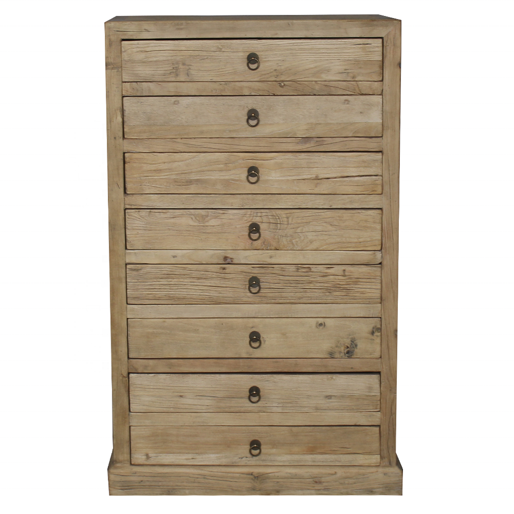 High Quality Antique Recycled Wooden Filing Furniture Office Map Natural File Cabinet