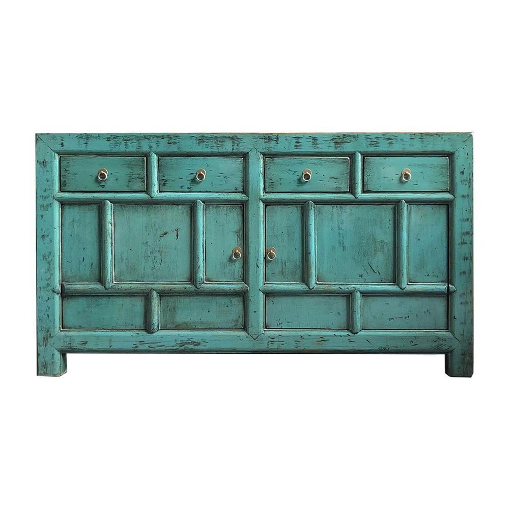 Bedroom vintage old pine wood storage furniture antique high glossy painted entrance cabinet