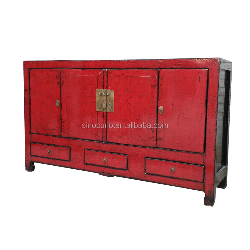 Chinese antique wooden chest furniture wooden high glossy bedroom cupboard