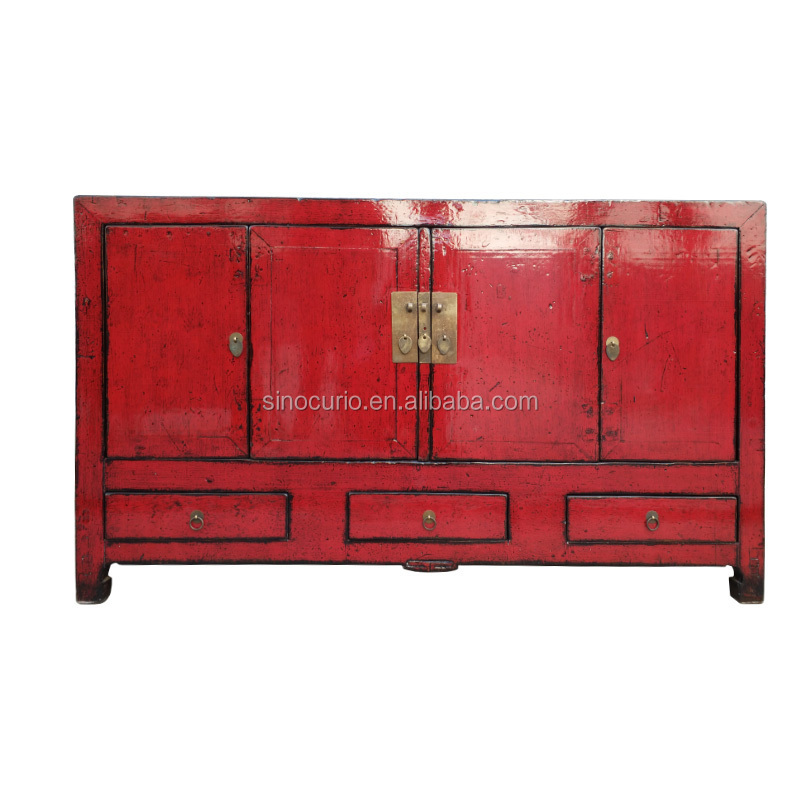 Chinese antique wooden chest furniture wooden high glossy bedroom cupboard