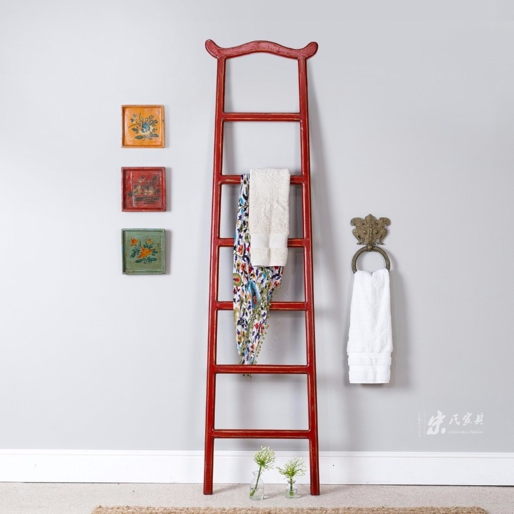 Oriental chinese antique reproduction recycled wooden hand painted wall decorative ladders