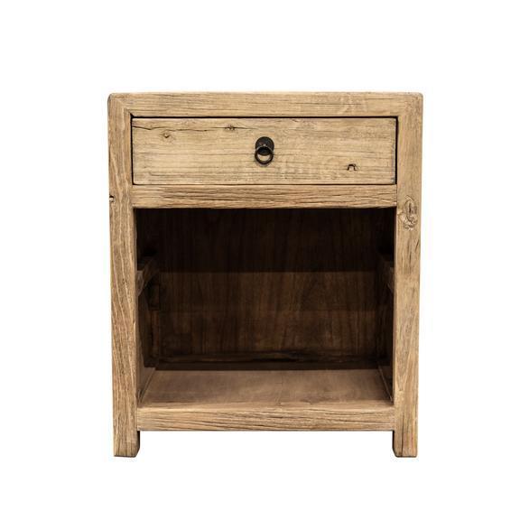 recycled r Elm Bedside Table  with 1 drawer and open  shelf below