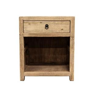 recycled r Elm Bedside Table  with 1 drawer and open  shelf below