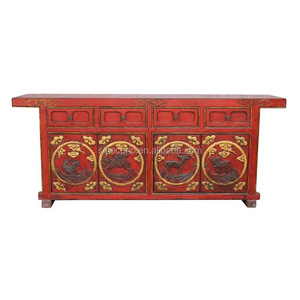 Chinese vintage reproduction carved wooden furniture antique hand painted sideboard buffet