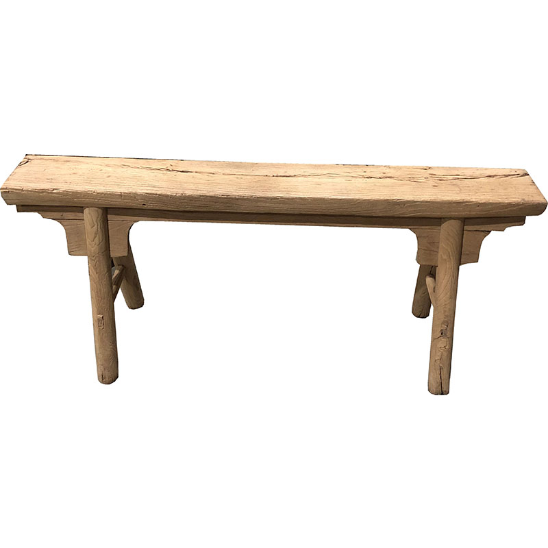 Chinese reproduction Natural Pine Wood Long Bench Recycled Rustic Raw Finish Farmhouse Bench