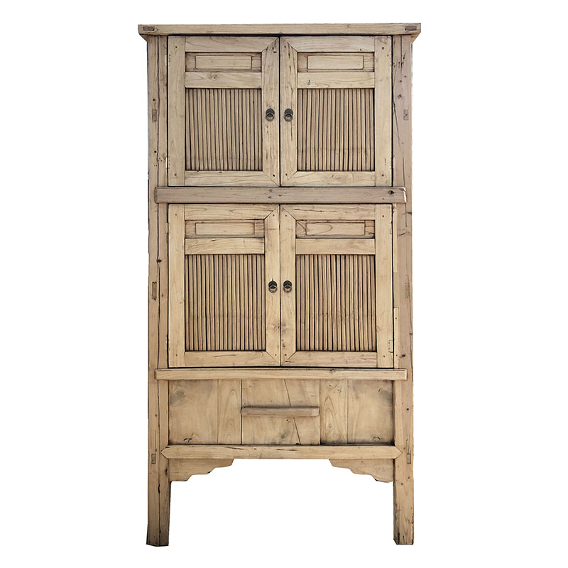 Handcrafted Recycled Solid Wood Asian Style Wardrobe Antique Shabby Chic White Black Carved Armoire