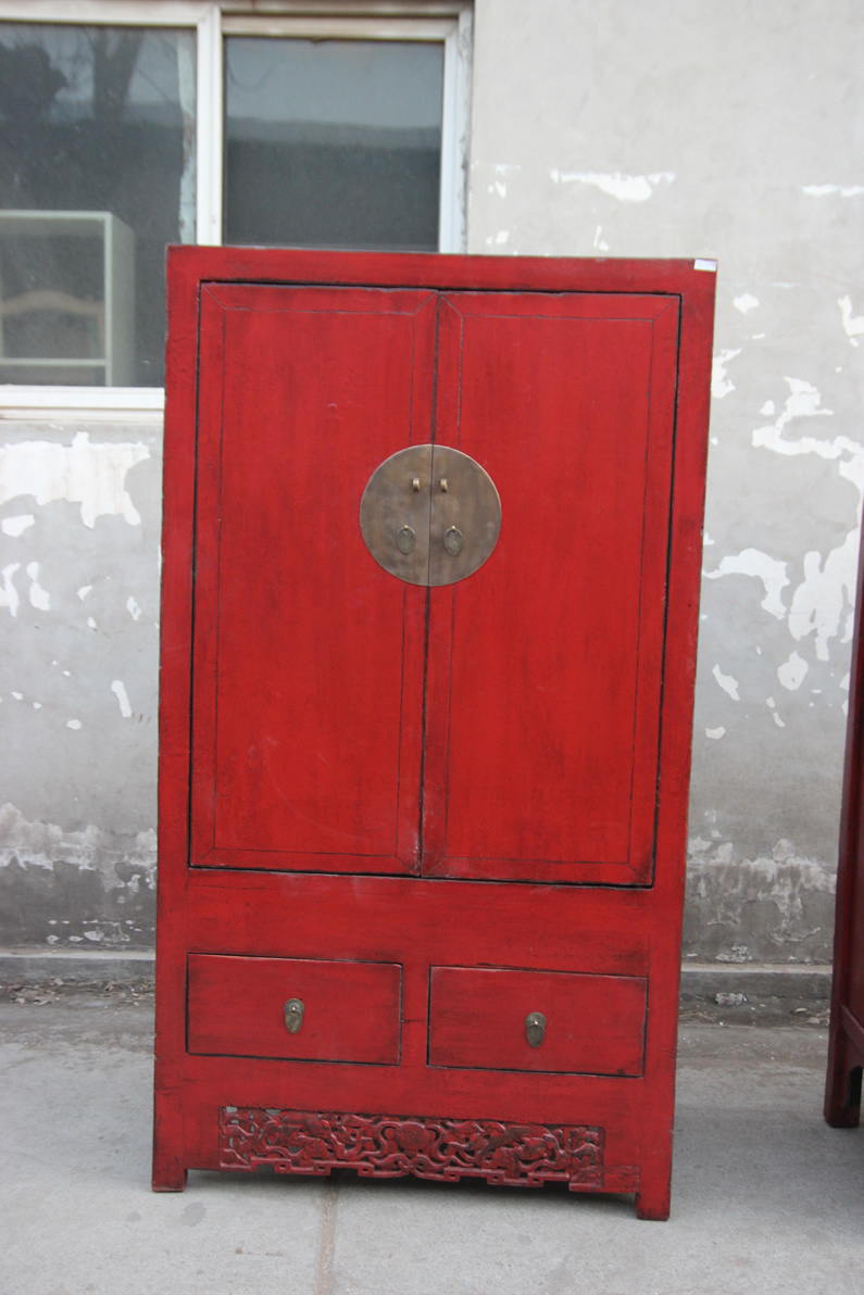 Chinese antique beijing high quality solid wooden hand painted furniture high glossy multi tall armoire wardrobes