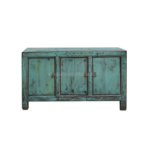 Chinese high glossy antique painted rustic cabinet dresser