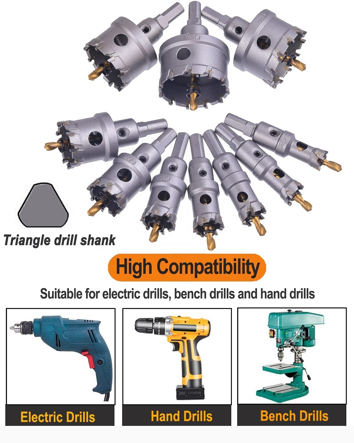 TCT Hole Saw Tungsten Carbide Tipped Hole Saw Hole Cutter Heavy Duty for Stainless Steel Metal Iron  Wood Plastic