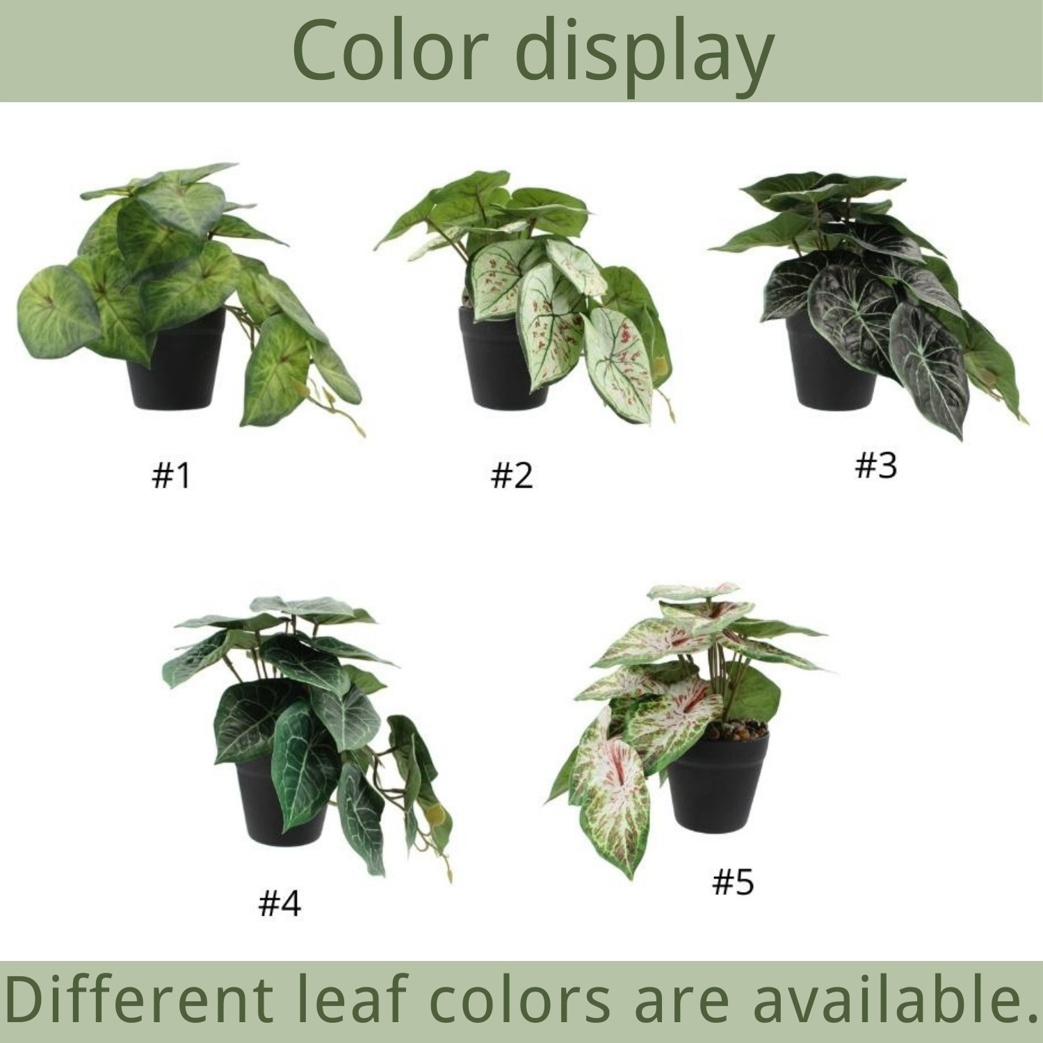 Factory Manufacture High Quality Faux Green Plants Decoration Artificial Plants Potted Artificial Caladium Plant