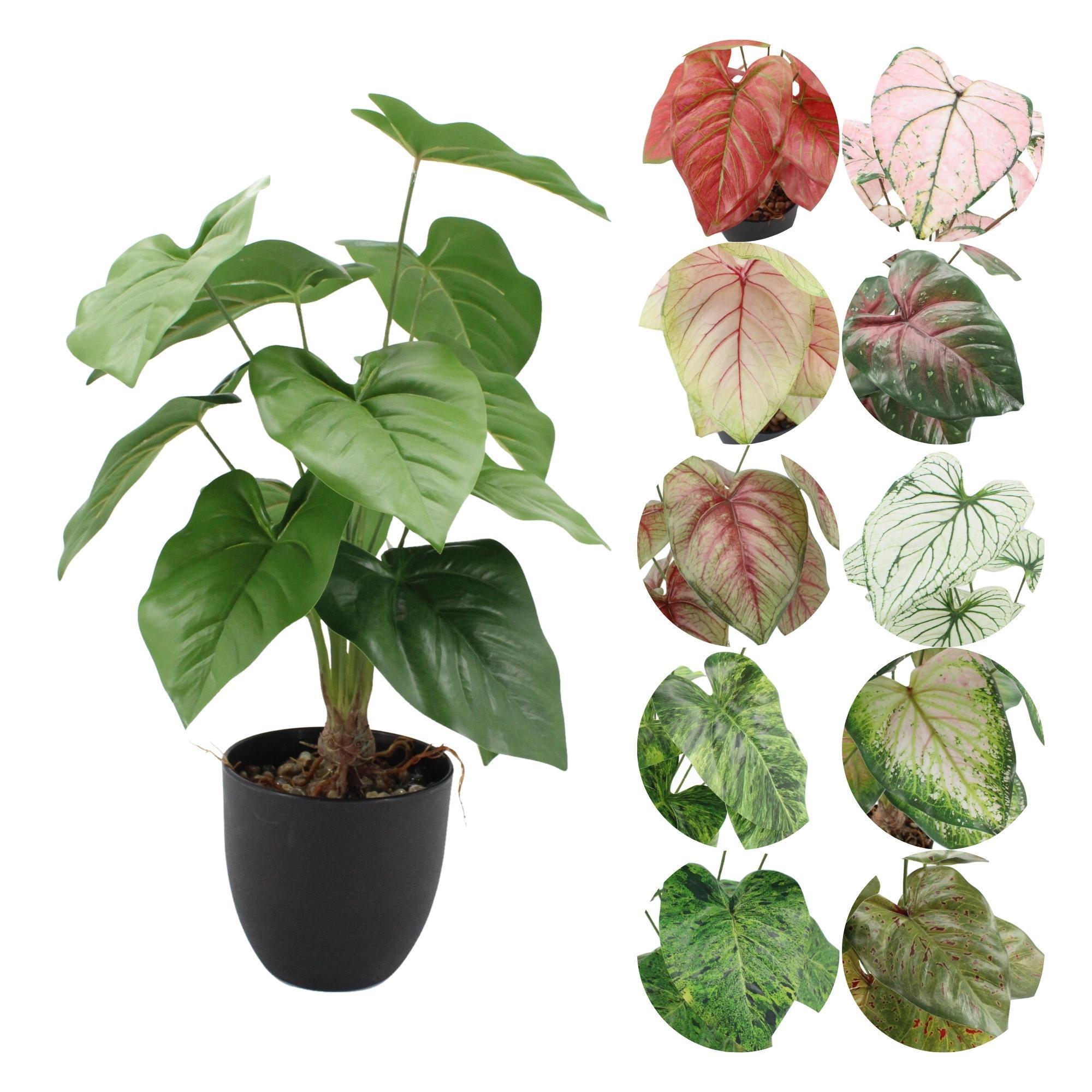 China Factory Wholesale Artificial Plants Caladium Artificial Potted Plants for Home Decor Artificial Caladium Plant