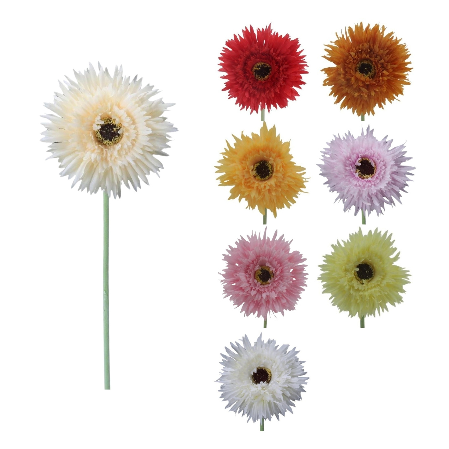 Faux Gerbera Daisy Spray Artificial Flowers Single Stem Silk Gerbera Artificial Flower for Home Living Room Wedding Decor