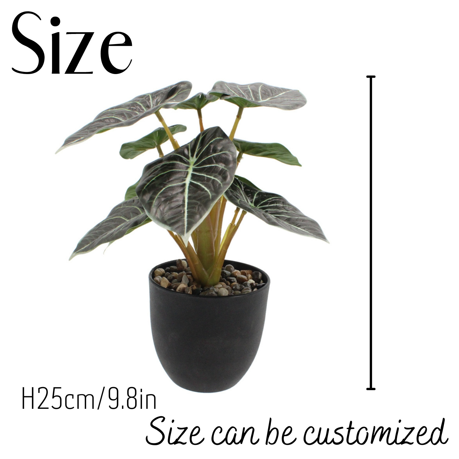 Manufacturer Wholesale 10 Leaves Artificial Small Green Potted Plant Artificial Caladium Bush Bonsai for Home Decor