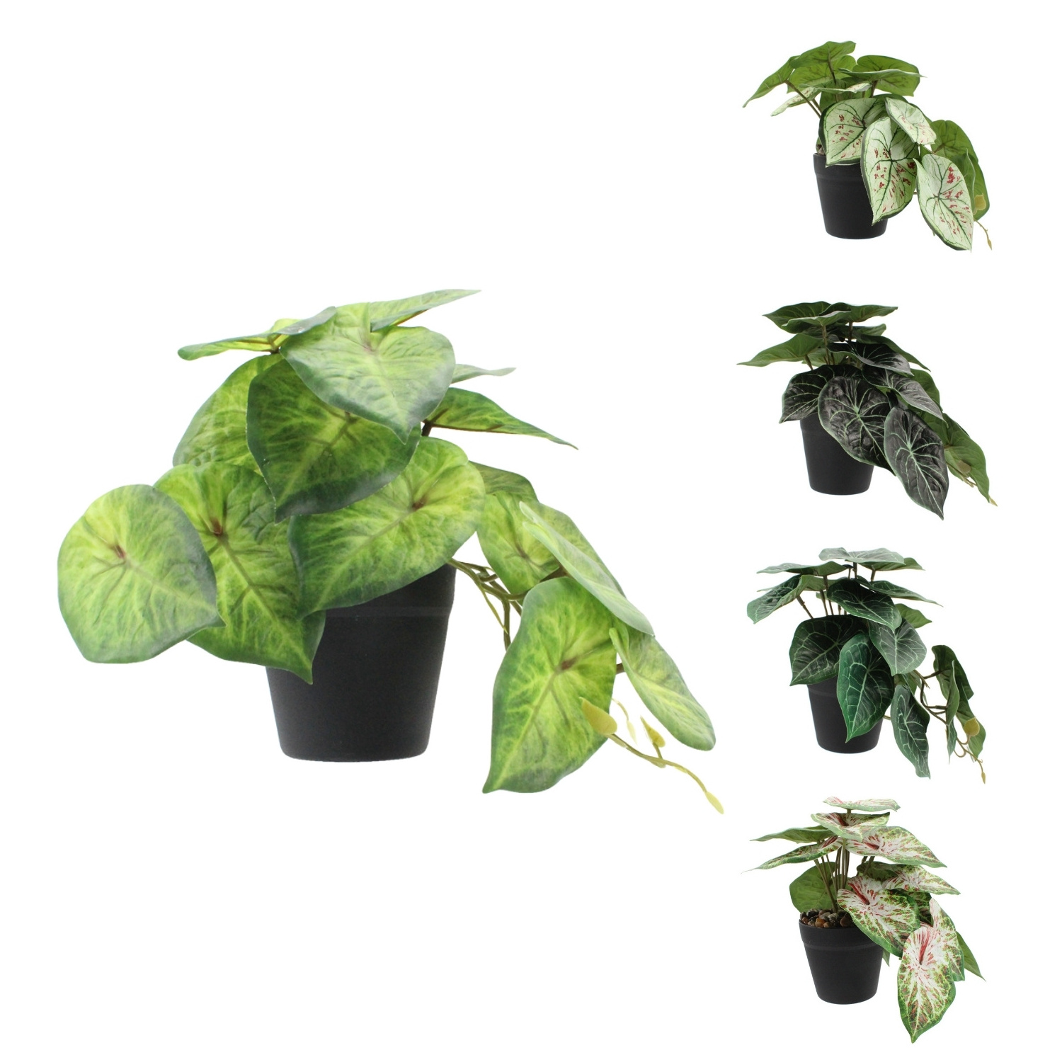 Factory Manufacture High Quality Faux Green Plants Decoration Artificial Plants Potted Artificial Caladium Plant