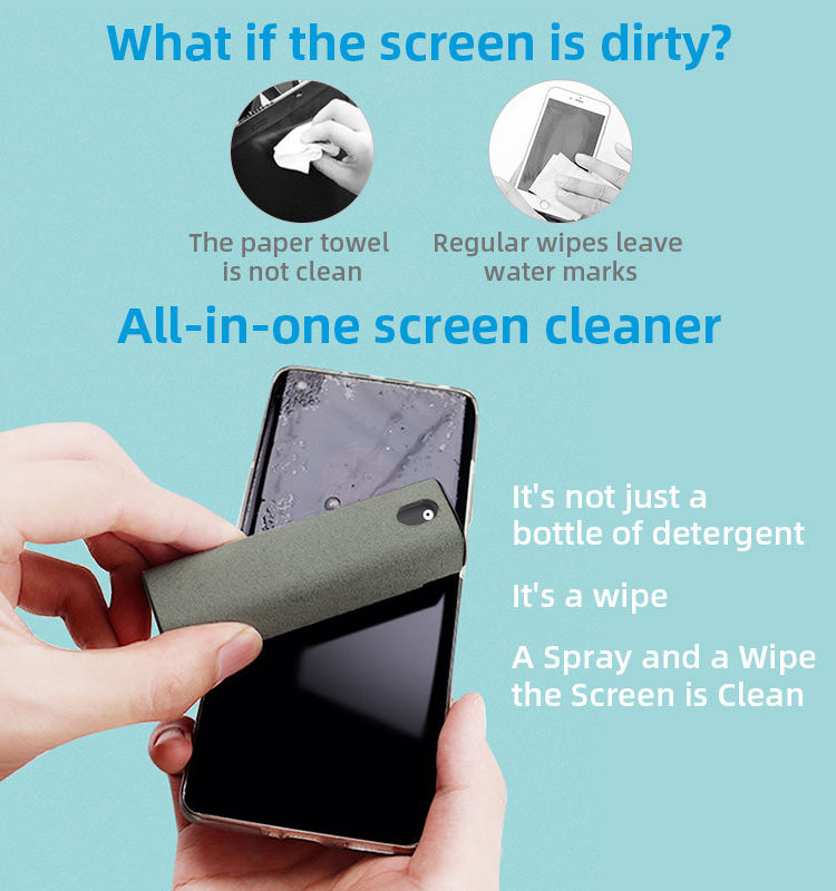 New Cell Phone Touch Screen Mist Cleaner Portable LCD Screen Cleaner Spray Phone Microfiber Cloth Screen Cleaner