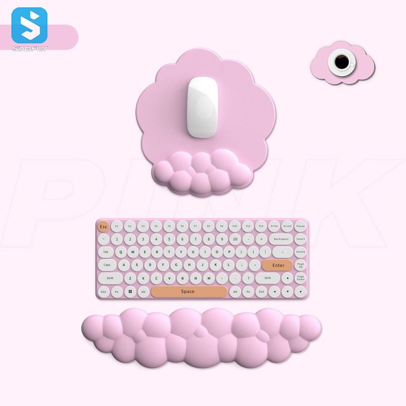 Cloud Mouse Pad Keyboard Wrist Rest Set PU Density Memory Foam Filling with Anti-Skid Base Ergonomic Keyboard pad