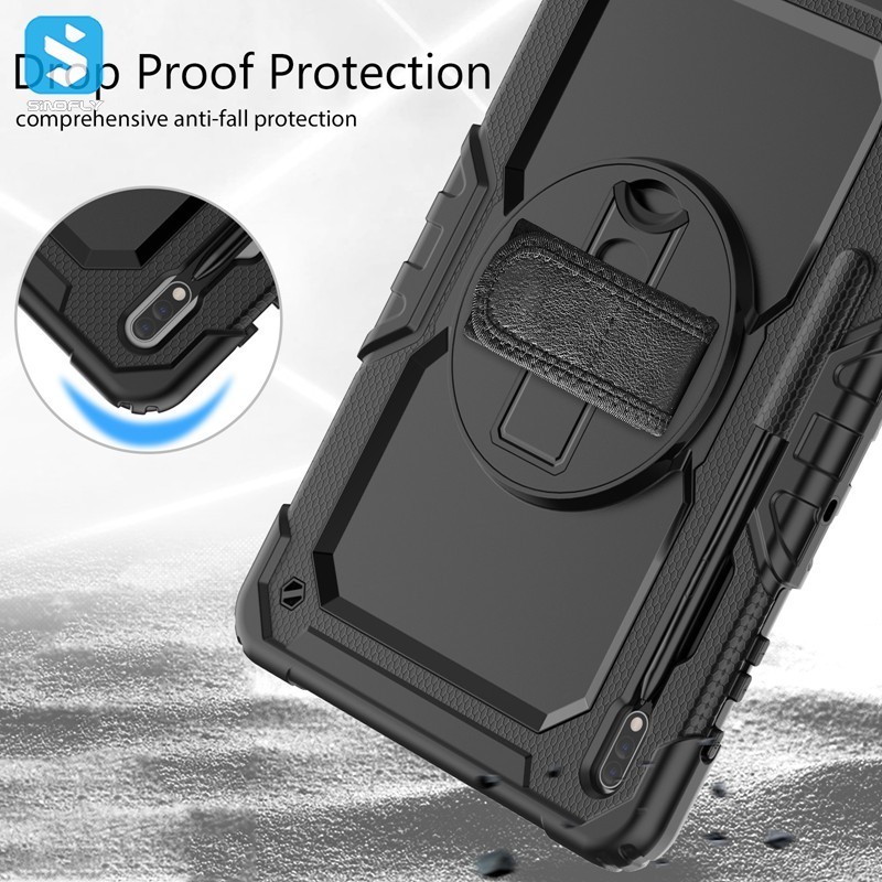 New Protection 360 Rotating Shoulder Strap Kickstand Tablet Case for Samsung Galaxy S8 Plus 12.4 2022 Case