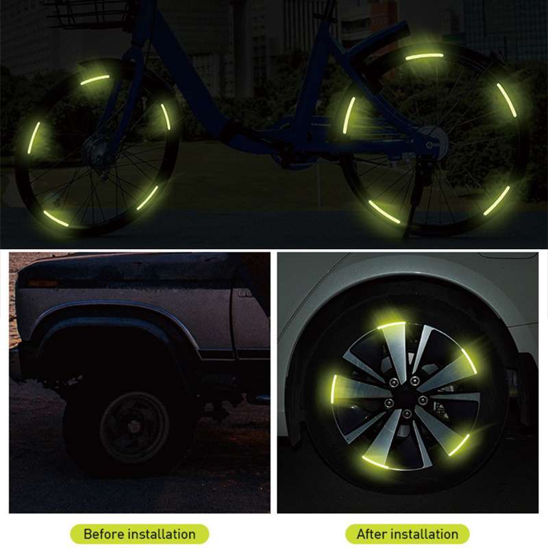 20pcs Night Safety Reflective Wheel Rim Stripe Decal Sticker for Car Motorcycle