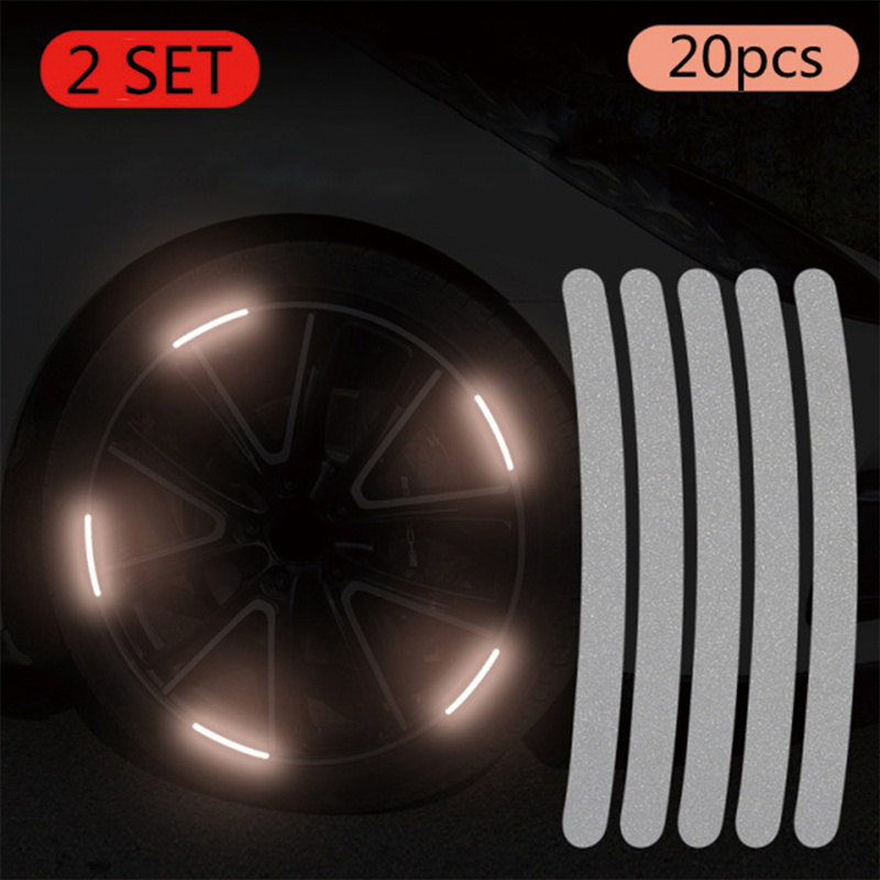 20pcs Night Safety Reflective Wheel Rim Stripe Decal Sticker for Car Motorcycle