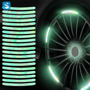 Universal Wheel Reflective Strips Stickers Night Warning Safety Mark Car Motorcycle Bike Tire Rim Styling Reflector Decals