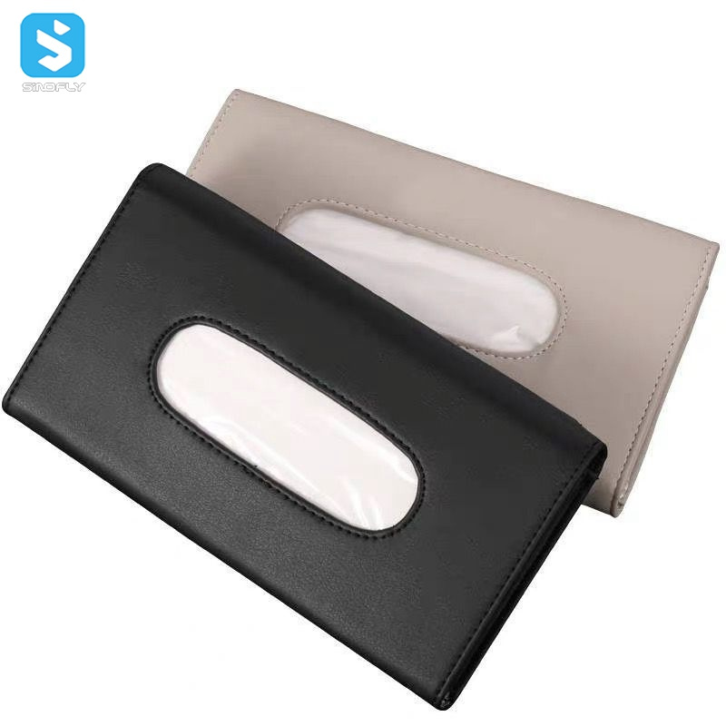 Leather Car Headrest Hanging Tissue Box Sun Visor Napkin Case Holder