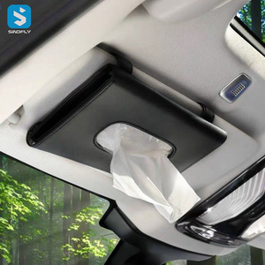 Leather Car Headrest Hanging Tissue Box Sun Visor Napkin Case Holder