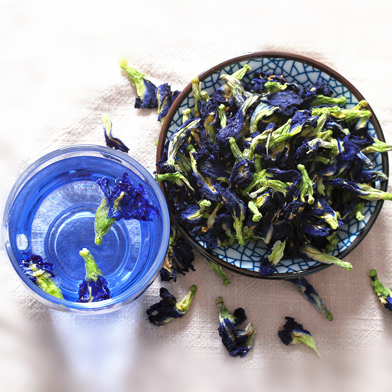 Die Dou Hua Customized China Organic Natural Dry Blue Butterfly Pea Flower Tea Price Dried Butterfly Pea Flower