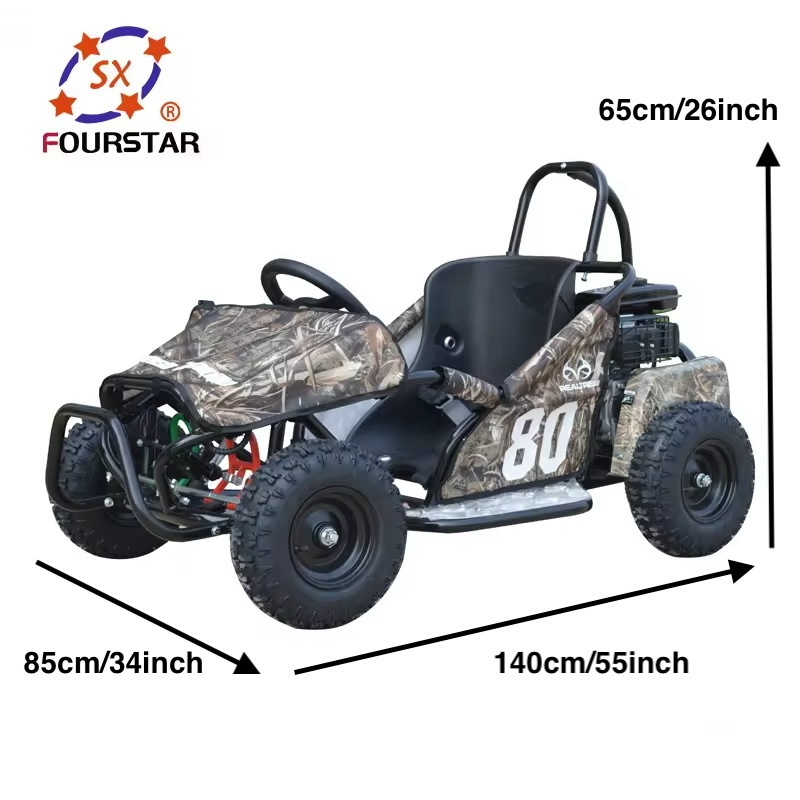 Newest Design 4 Wheels 80cc Gasoline Power Pedal Control Kids Play Off Road Racing Go Kart