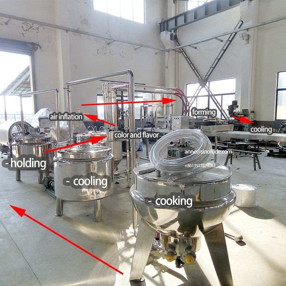 high-tech automatic extrude filling depositing marshmallow cutting machine cotton marshmallow production line