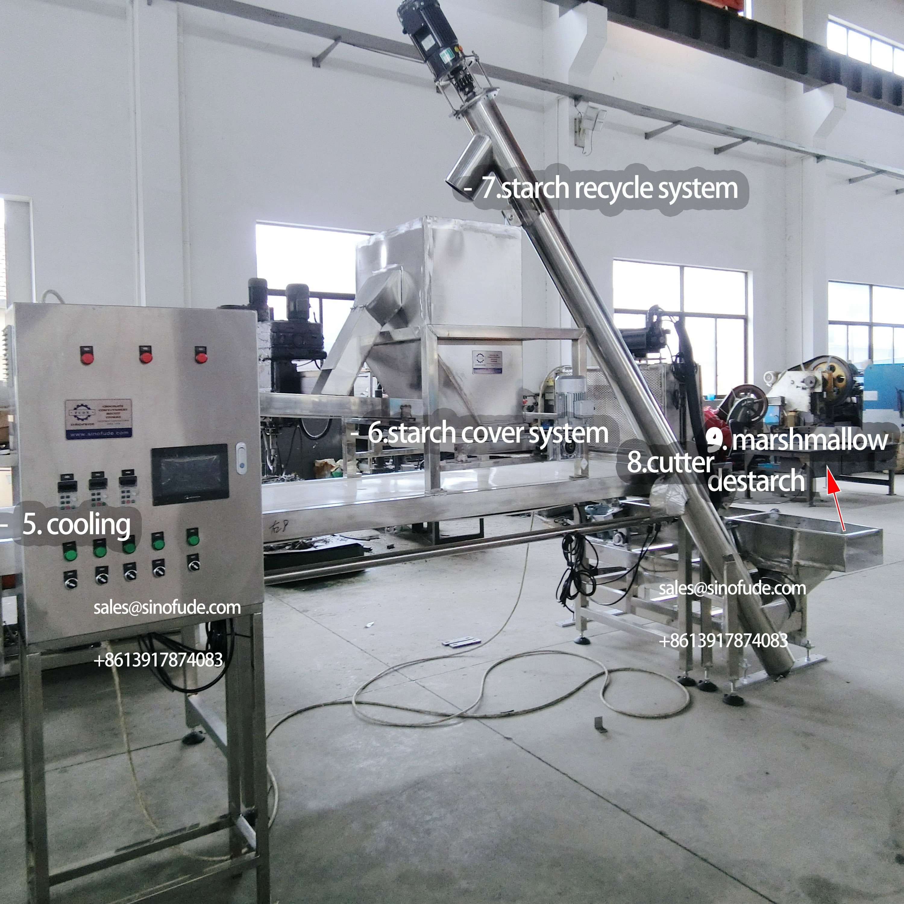 high-tech automatic extrude filling depositing marshmallow cutting machine cotton marshmallow production line