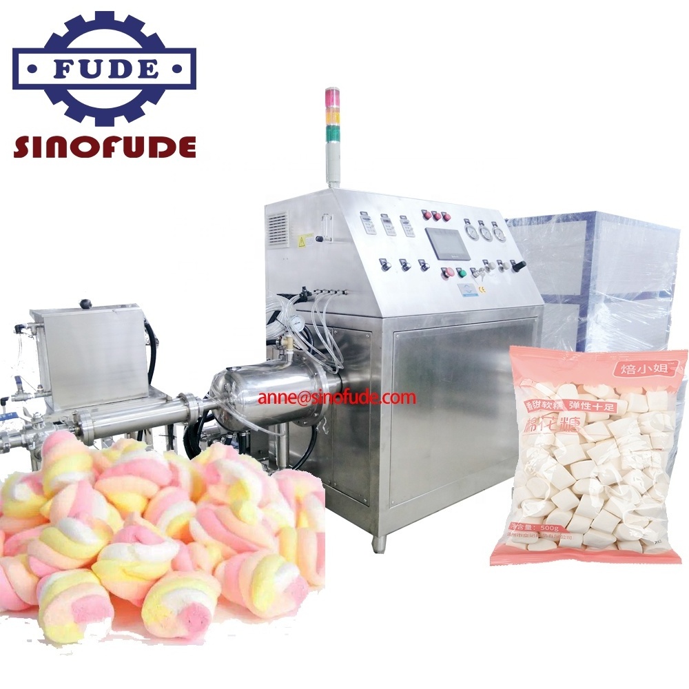 high-tech automatic extrude filling depositing marshmallow cutting machine cotton marshmallow production line