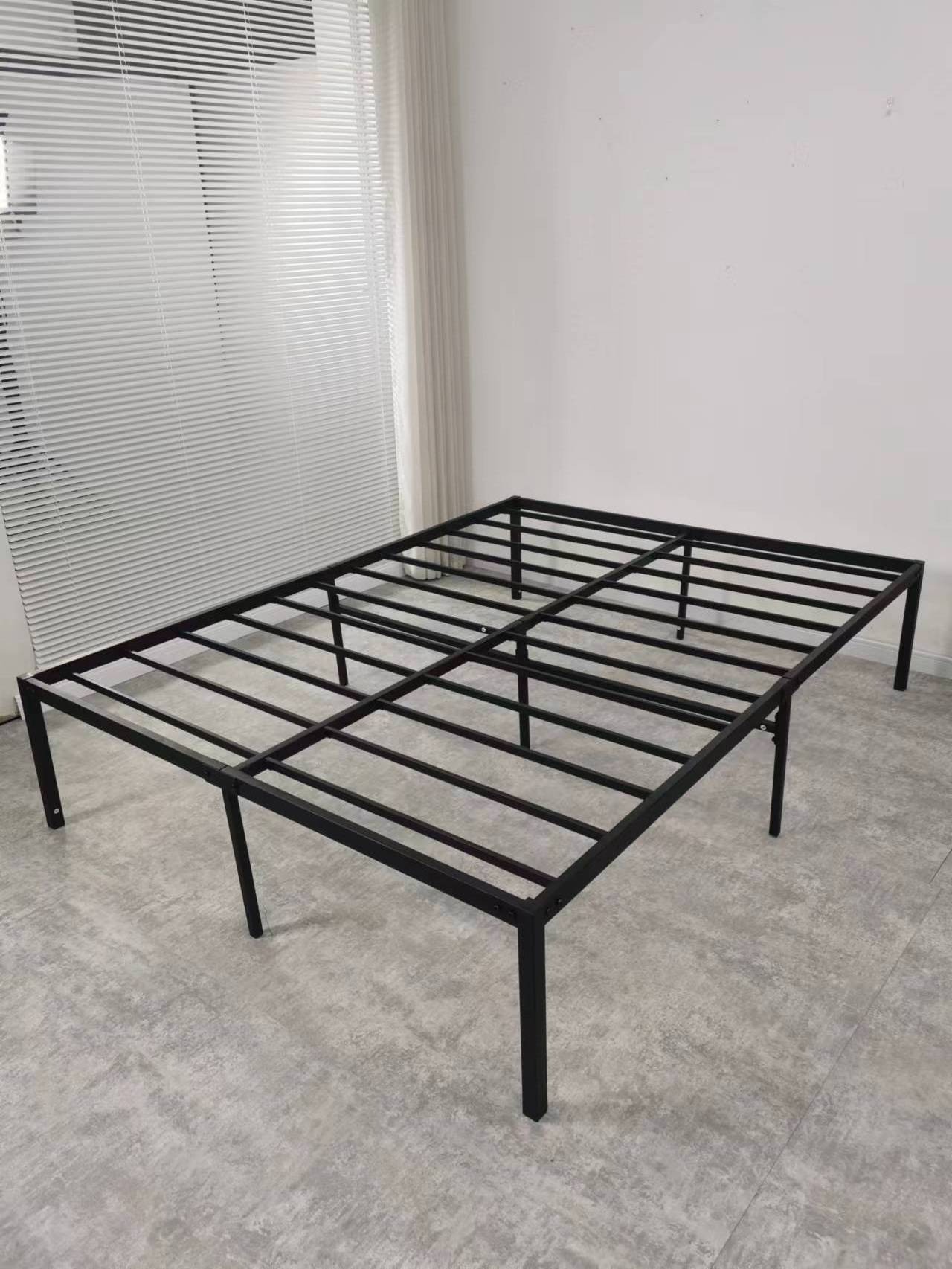 Best Price 14 Inch Black folding bed queen size Metal Platform Bed frame with Heavy Duty Steel Slat Mattress Foundation