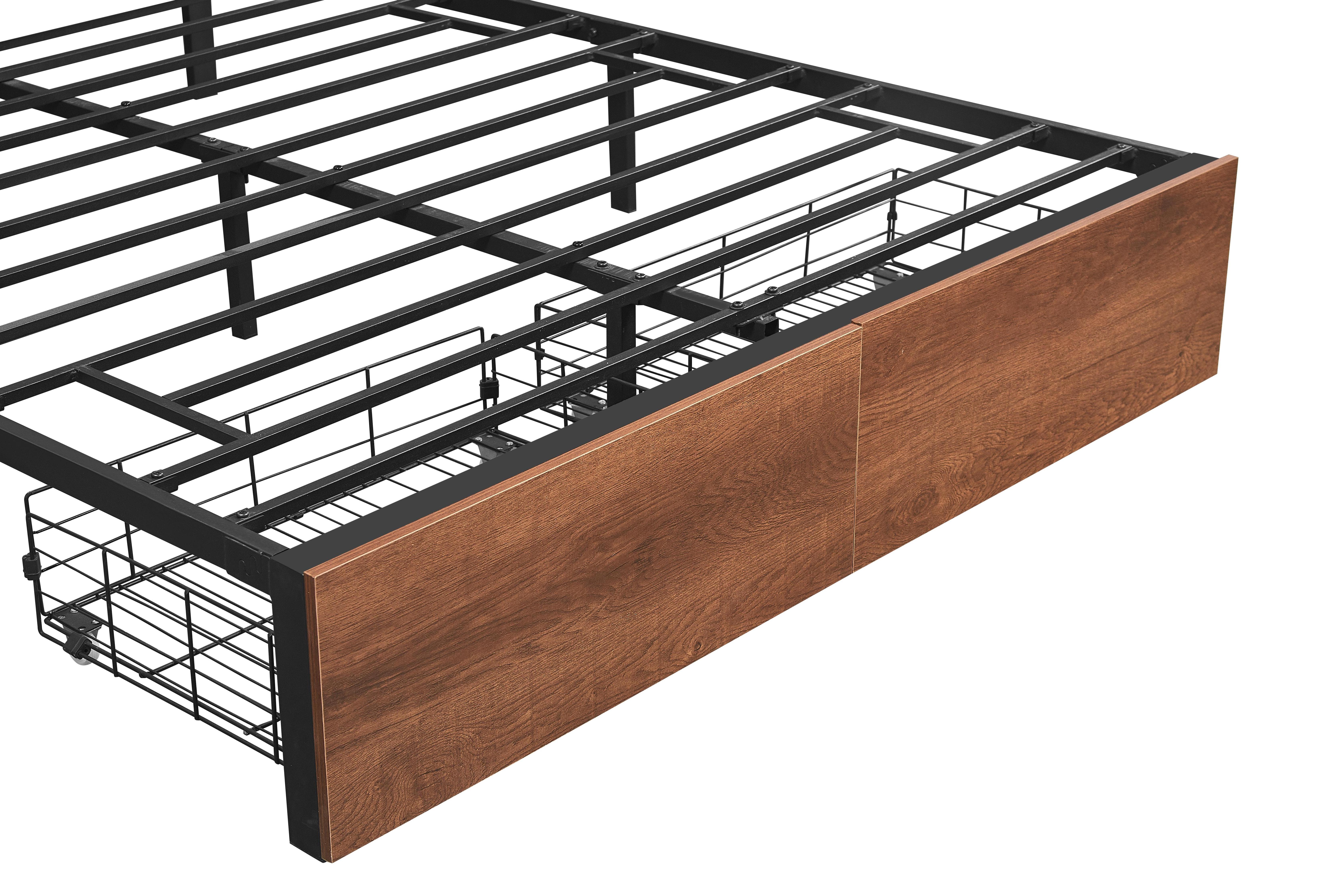 Fashion Latest Bedroom Furniture King Double Size Steel Wooden Bed Frame