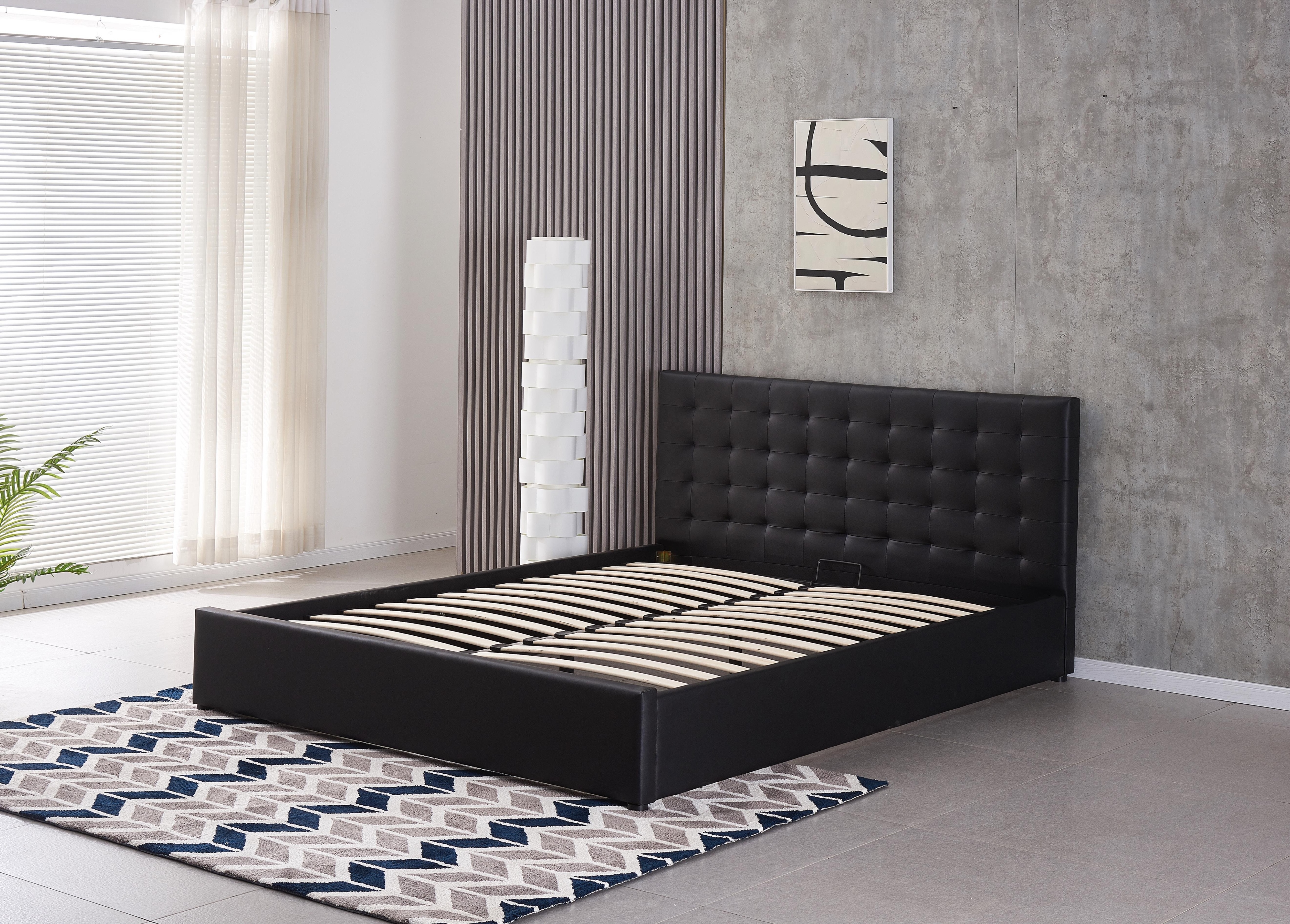 wholesale Modern design leather lift up storage bed Upholstered ottoman home bed Frame queen king size