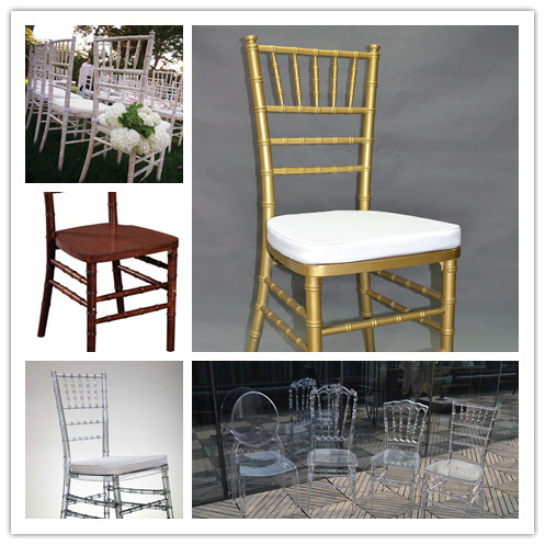 Qingdao Sinofur Wholesale cheap crystal plastic chiavari chair / Printed resin wedding tiffany chair for rental