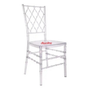 Hotel Banquet Clear Crystal Net Back Diamond Chiavari Resin Chair for Wedding